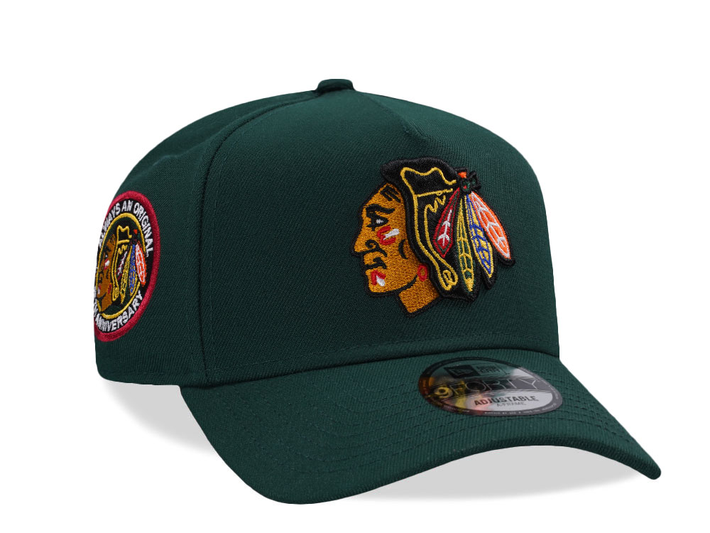 New Era Chicago Blackhawks 75th Anniversary Green Prime Edition 9Forty A Frame Snapback Hat